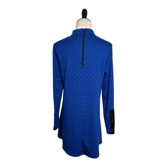 Tyler Boe Royal Blue Geometric Long Sleeve Mock Neck Tunic Top Small S - Picture 7 of 10